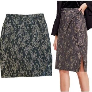 Banana Republic Brown bronze metallic jacquard pencil skirt holiday edition 10